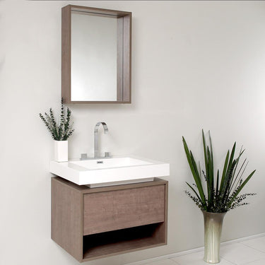 Fresca Potenza Gray Oak Modern Bathroom Vanity w/ Pop Open Drawer Vanity Fresca